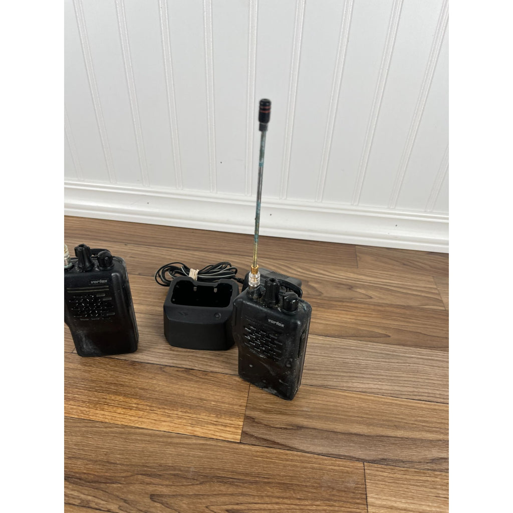LOT OF 2 VERTEX Walkie Talkies With One Base PARTS UNTESTED