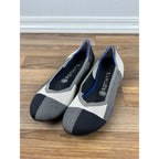 Rothy’s The Flat Captoe Plaid Ballet Flats Shoes Black & White Size 9.5