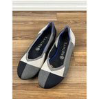 Rothy’s The Flat Captoe Plaid Ballet Flats Shoes Black & White Size 9.5