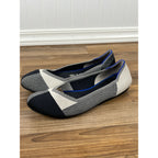 Rothy’s The Flat Captoe Plaid Ballet Flats Shoes Black & White Size 9.5