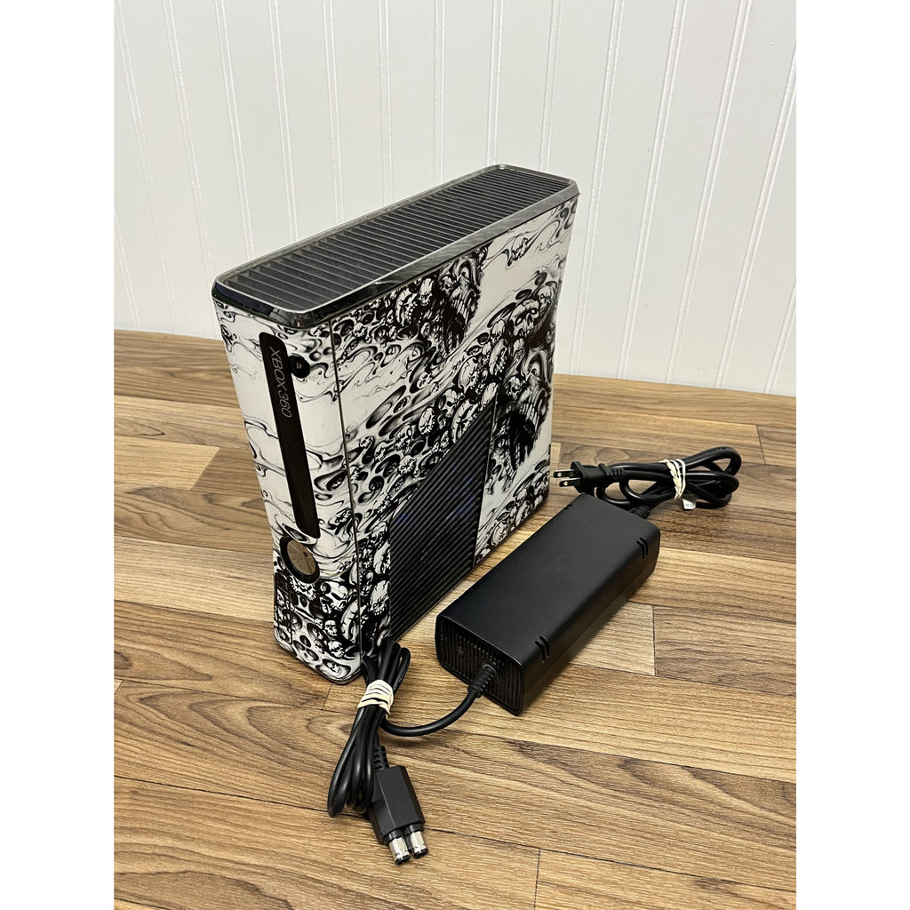 Microsoft Xbox 360 S 1439 Skulls Wrap Home Console With Power Adapter