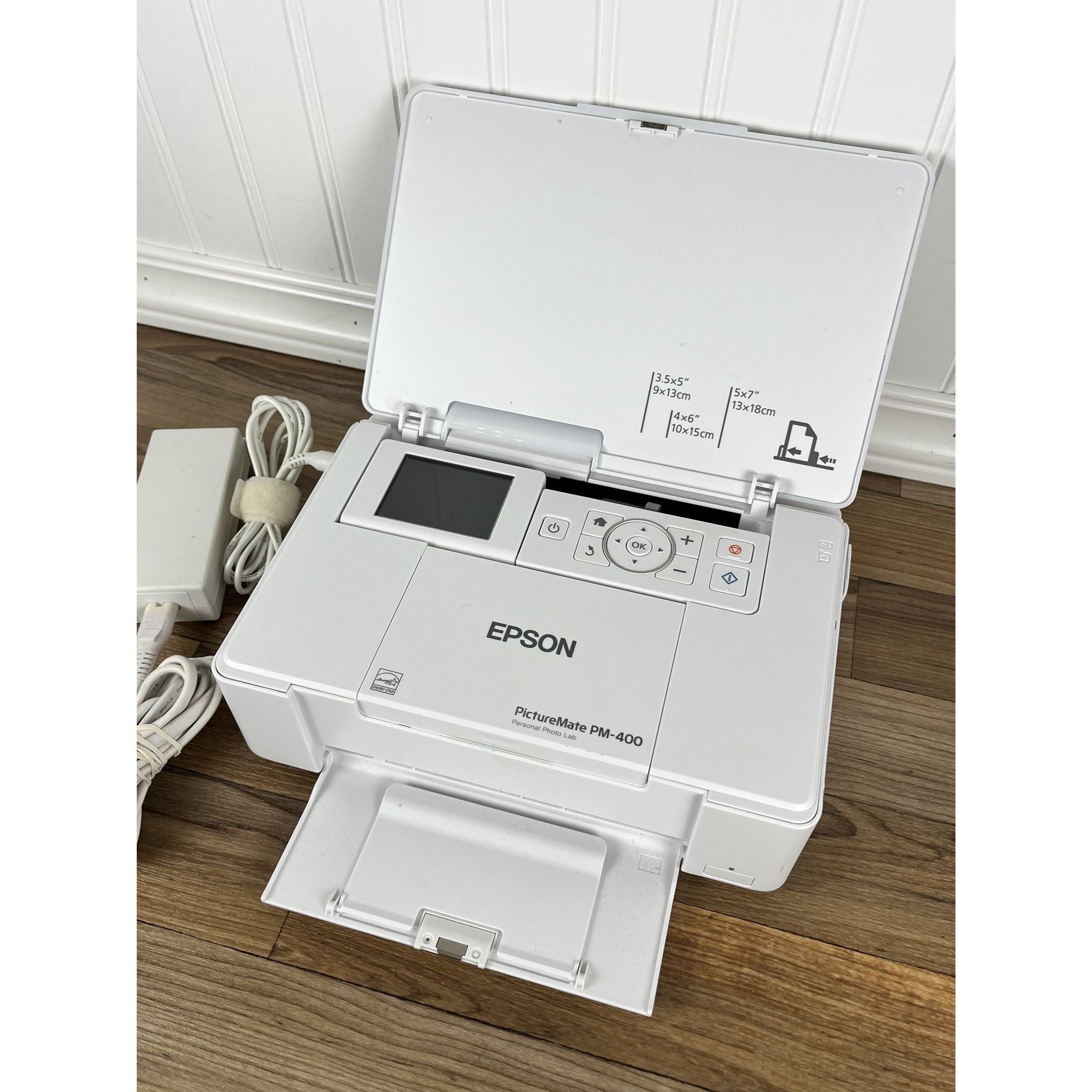 Epson PictureMate PM-400 White Personal Photo Lab UNTESTED NO INK AS IS!