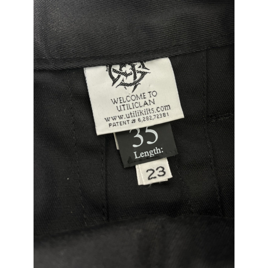 Utilikilts Black Tactical Cargo Kilt 33 Pants 35 Kilt Black 23" Long USA Made