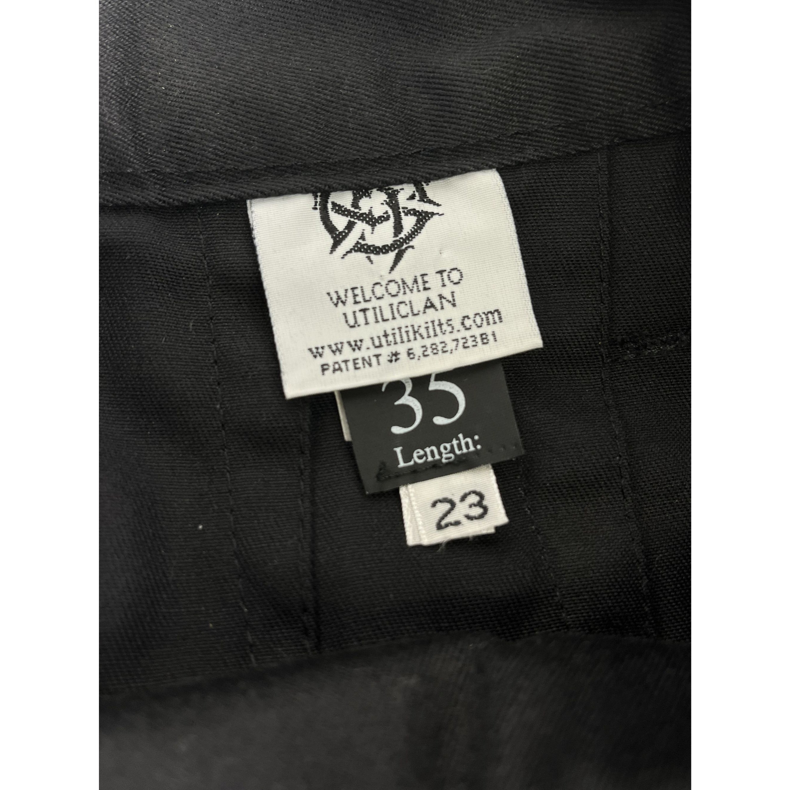 Utilikilts Black Tactical Cargo Kilt 33 Pants 35 Kilt Black 23" Long USA Made