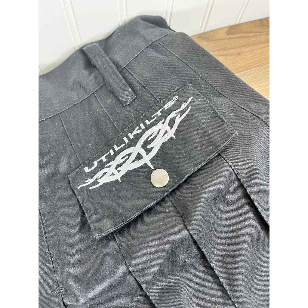 Utilikilts Black Tactical Cargo Kilt 33 Pants 35 Kilt Black 23" Long USA Made