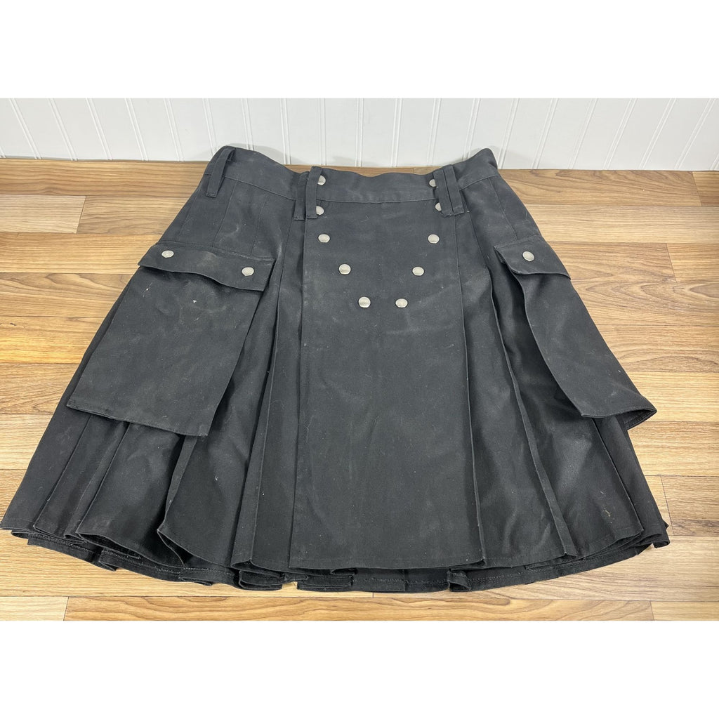 Utilikilts Black Tactical Cargo Kilt 33 Pants 35 Kilt Black 23" Long USA Made